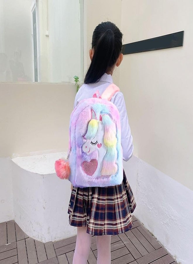 Bluwings Small Soft Plush Unicorn Backpack Animal Cartoon Toddler Nursery Bag Mini School Bags for Baby and Little Girls (1 Pc) (Purple) - Image 3
